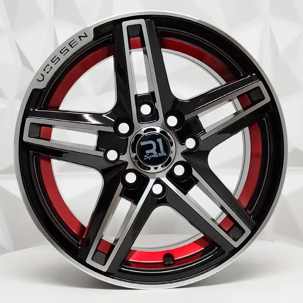 RIN 13X6 4-100/114.3 R1 SPORT 353C BLACK MACHINE AND RED UNDERCUT ET30 CB73.1