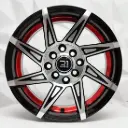 RIN 15X7 4-100/114.3 R1 SPORT QC2057 BLACK MACHINE FACE RED UNDERCUT* ET10 CB73.1