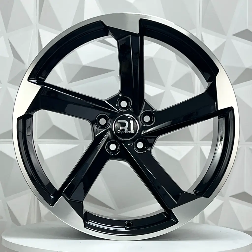 RIN 19X8.5 5-112 R1 SPORT R1397 BLACK MACHINE LIP ET40 CB66.1