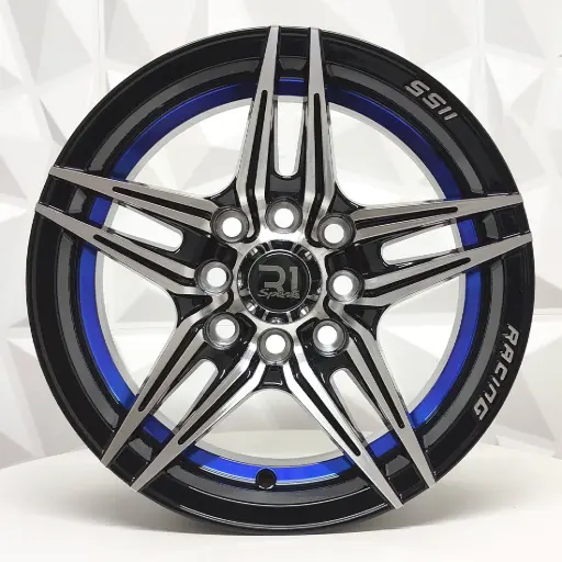 [132145] RIN 13X5.5 4-100/114.3 R1 SPORT L2071 BLACK MACHINE FACE BLUE UNDERCUT* ET18 CB73.1