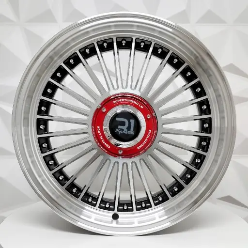 [176620F] RIN 17X8 4-100/114.3 R1 SPORT 1923 BLACK MACHINE FACE MI CHROME RIVETS ET25 CB73